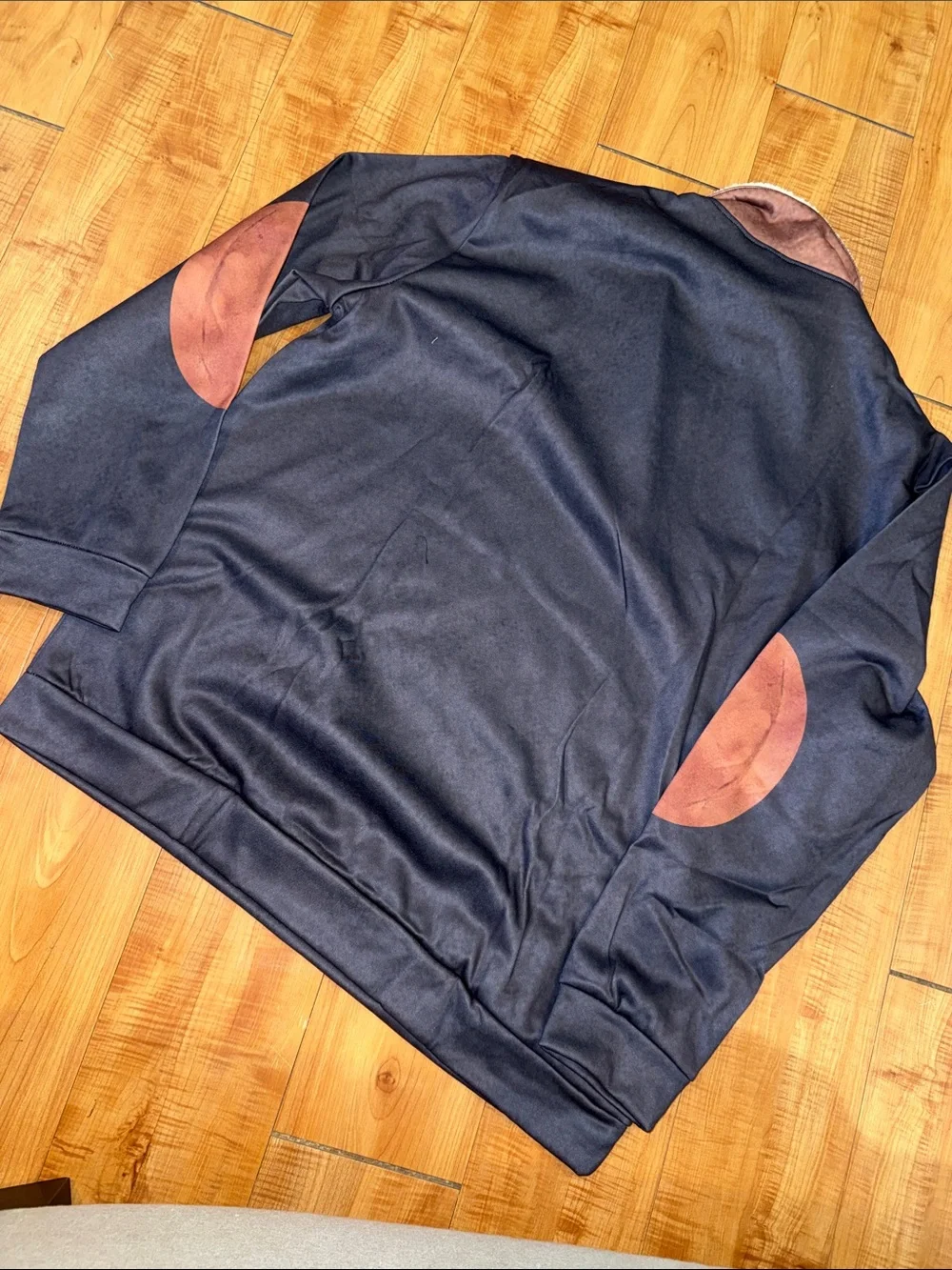 NWOT Men's Half-Zip Pullover Sweater - Grey with Brown Accents